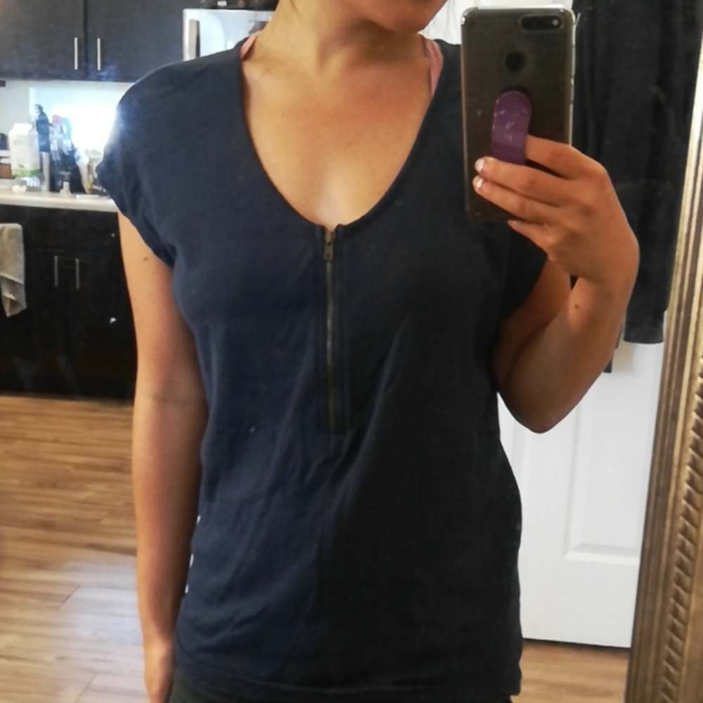 Ink blue scoop neck knit top